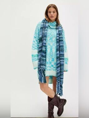 1229. FREE PEOPLE Winter Storm Tunic
Sweater in Ice Castle Combo Sz XS NWT $198